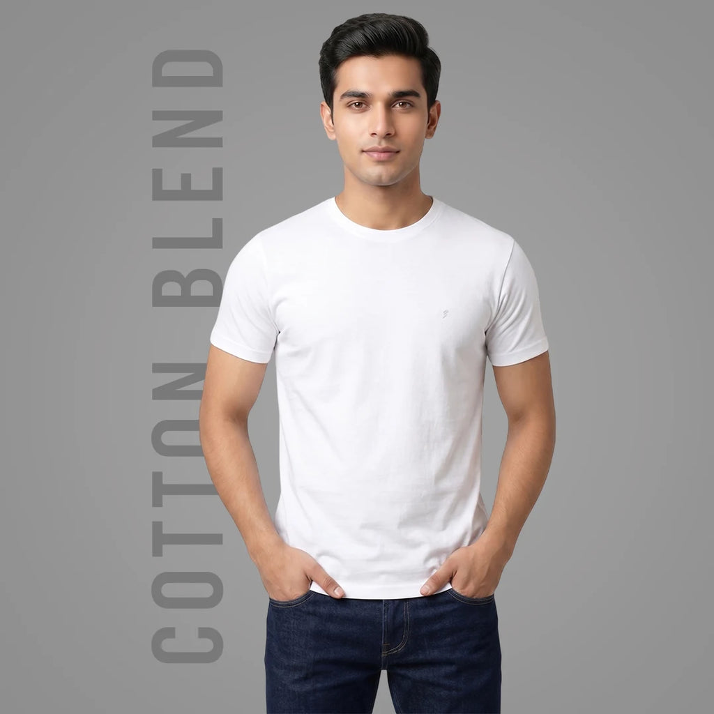 Men's Regular Fit Round Neck T-Shirt – Premium 180 GSM Biowashed Cotton Blend Half Sleeve Tee