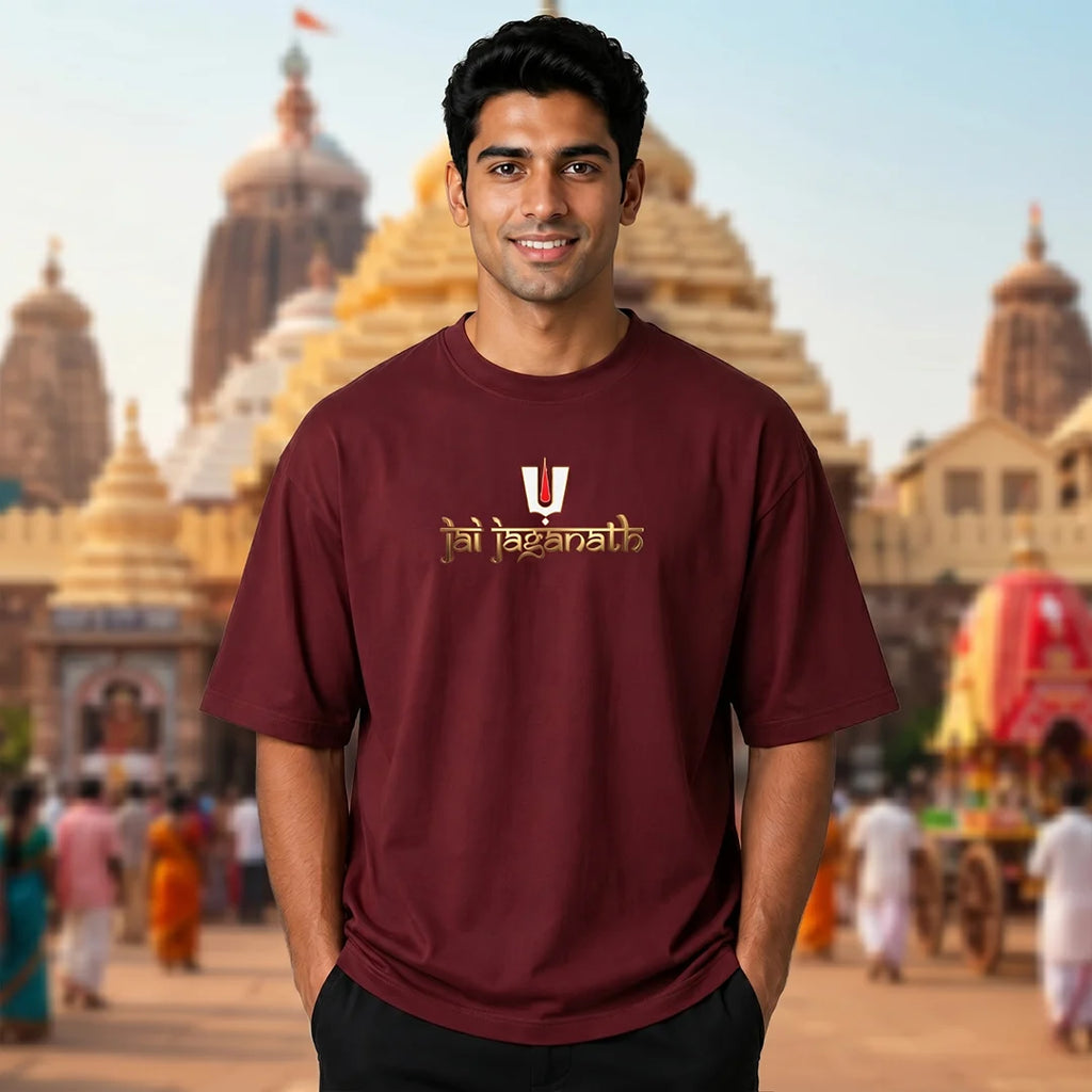Premium Oversized Jai Jagannath Graphic T-Shirt - 240 GSM Pure Cotton, Soft Biowashed