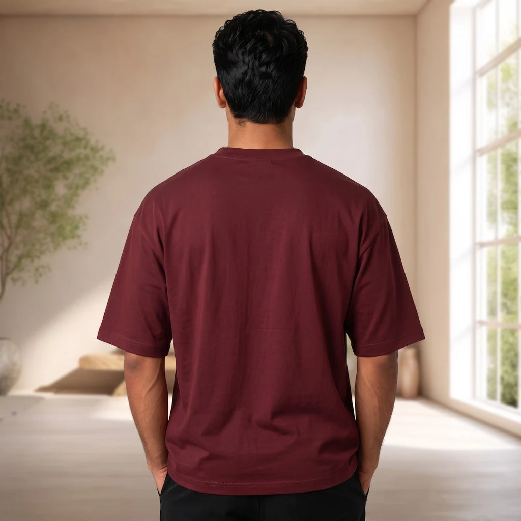 Men's "True Indian Never Quits" Oversized Graphic T-Shirt - 240 GSM Pure Cotton, Bio-Washed