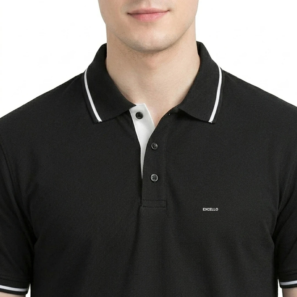 Premium Pure Cotton Regular Fit Tipping Polo Shirt - 270 GSM Bio-Washed