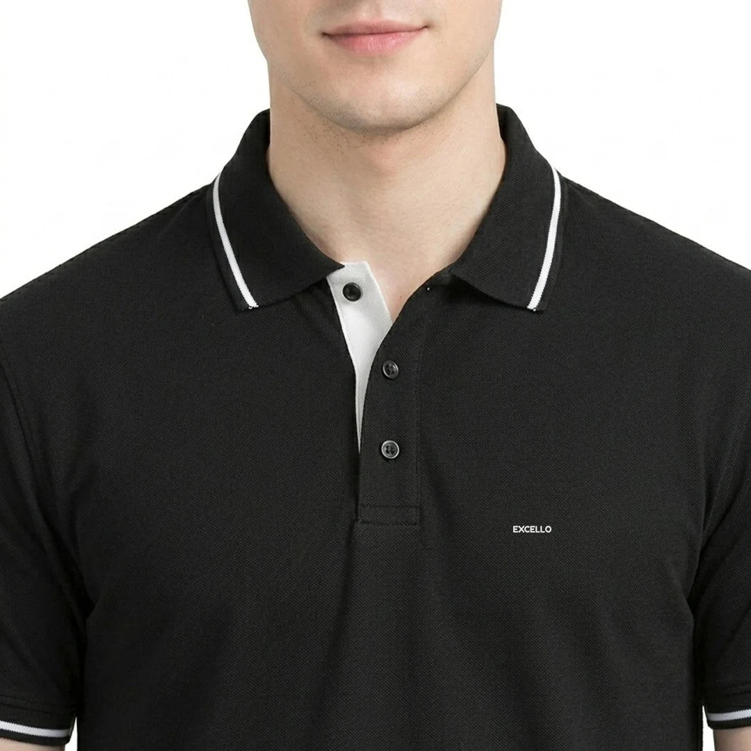Premium Pure Cotton Regular Fit Tipping Polo Shirt - 270 GSM Bio-Washed