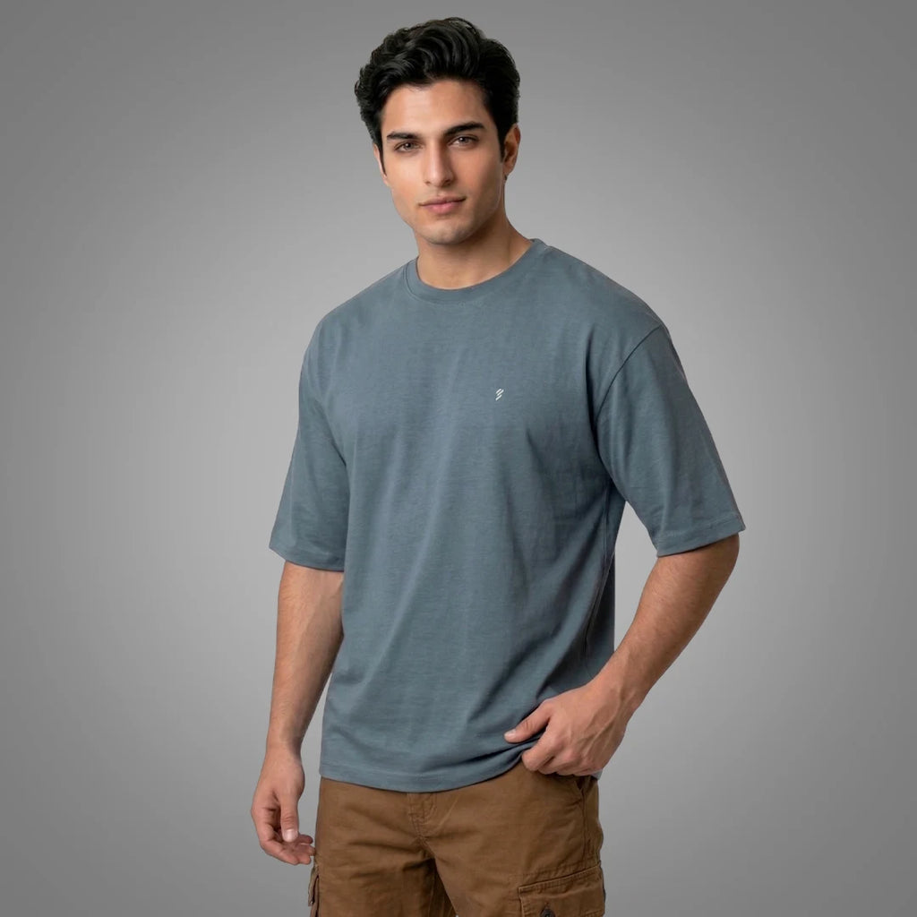 Premium 240 GSM Heavyweight Oversized T-Shirt – 100% Pure Cotton Minimalist Chest Logo Tee