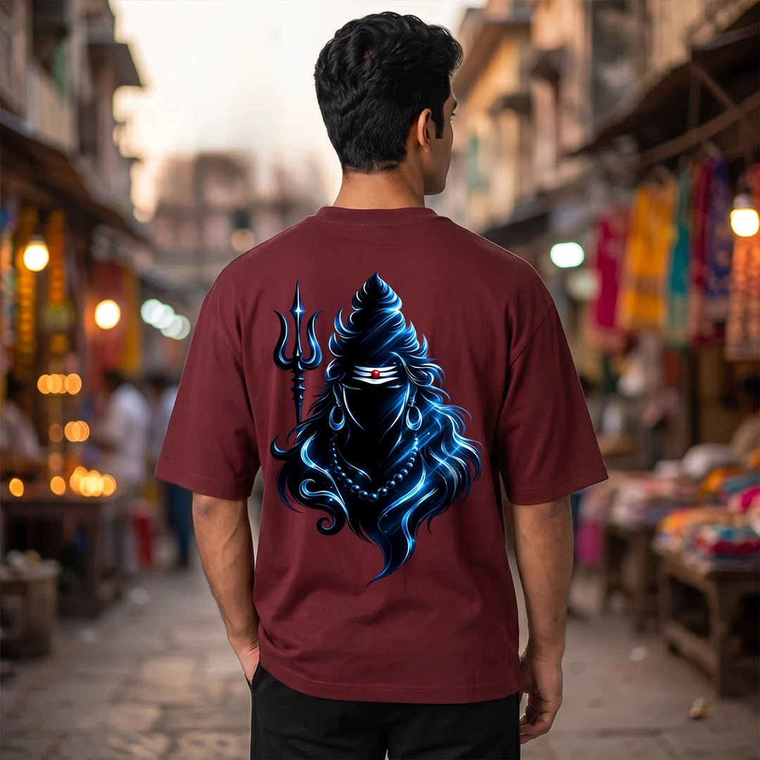 Premium Neelkanth Mahadev Oversized Pure Cotton T-Shirt | 240 GSM Heavyweight Spiritual Streetwear Graphic Tee