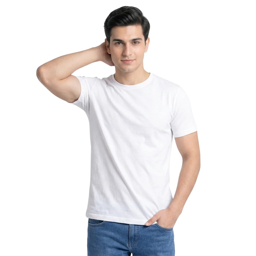 Premium Men’s Round Neck Pure Cotton T-Shirt Combo – 180 GSM Biowashed Regular Fit Half Sleeve Tees (Pack of 3)