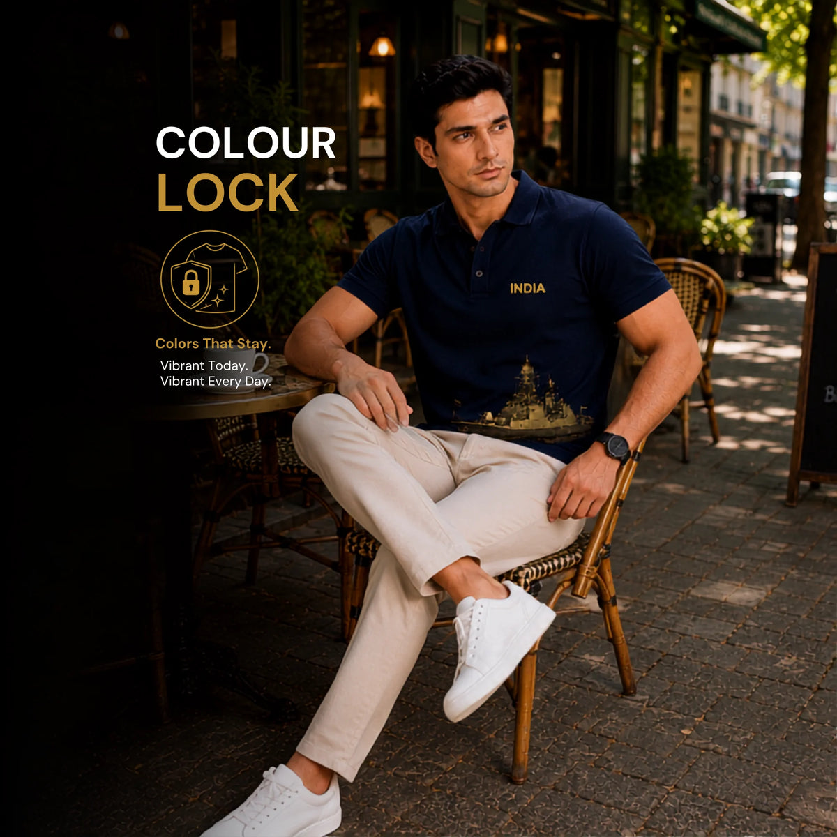 Patriotic India Naval Ship Polo for Men - 210 GSM Breathable T-Shirt