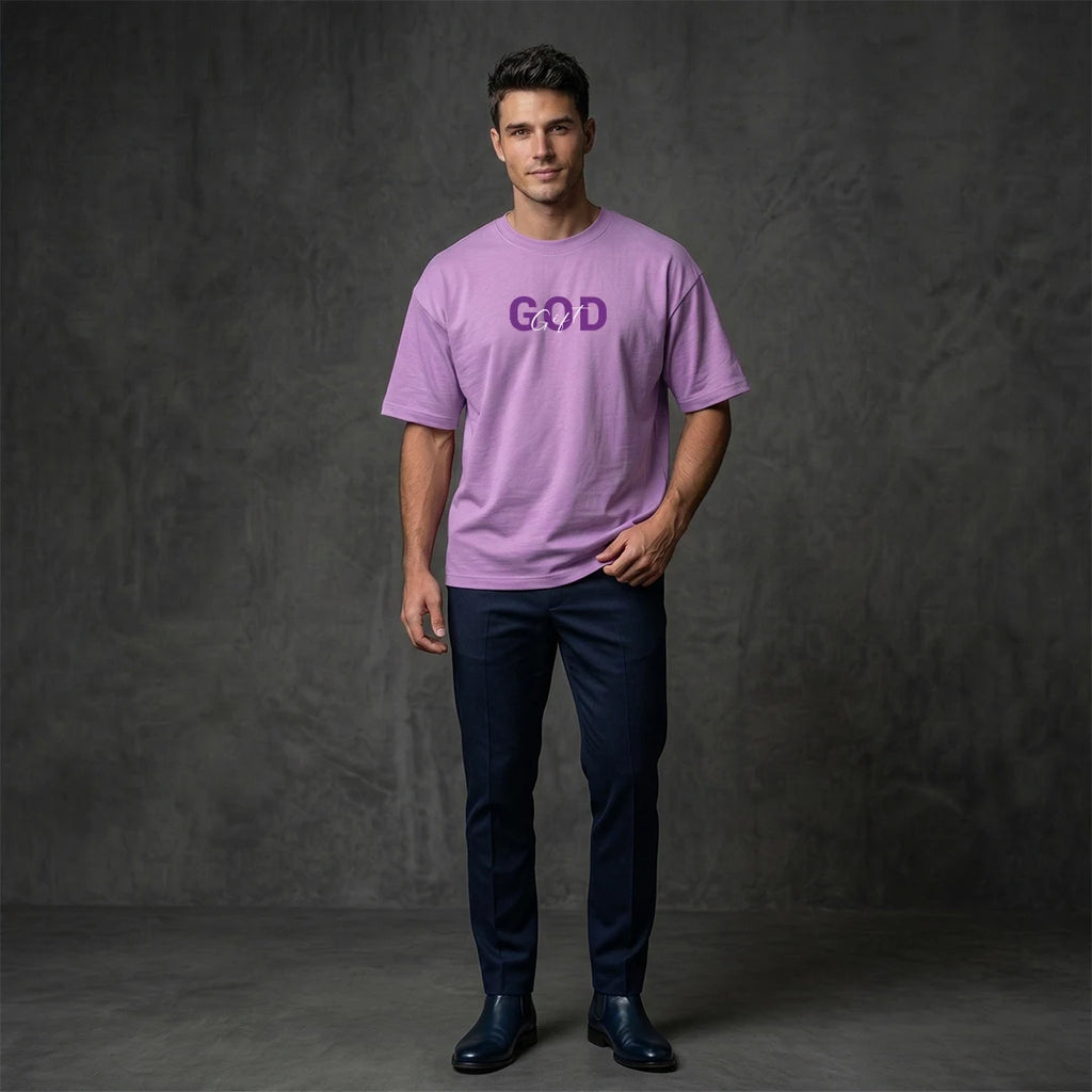 "God Gifted Blessed" Graphic Oversized T-Shirt – Lavender