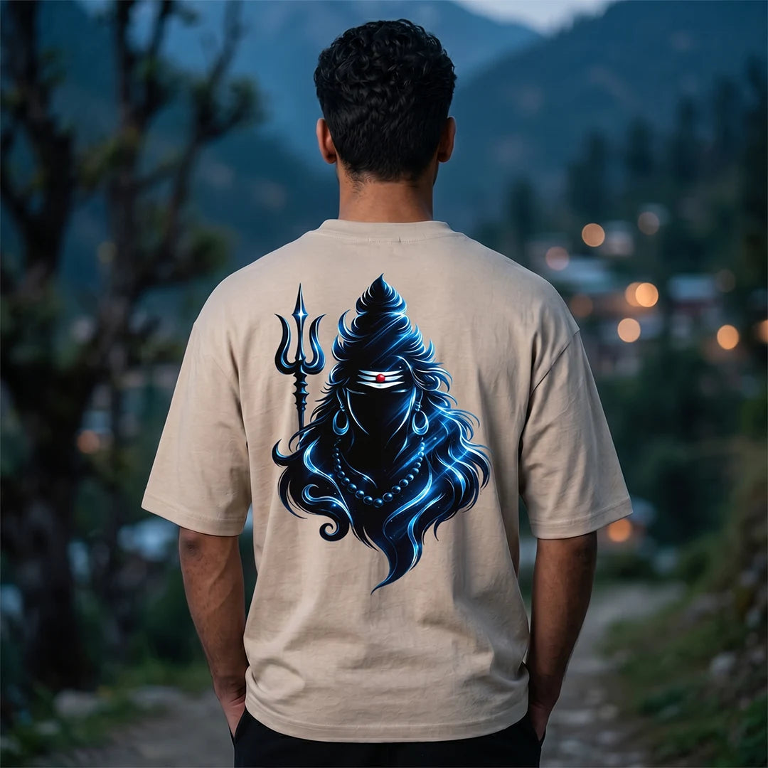 Premium Neelkanth Mahadev Oversized Pure Cotton T-Shirt | 240 GSM Heavyweight Spiritual Streetwear Graphic Tee