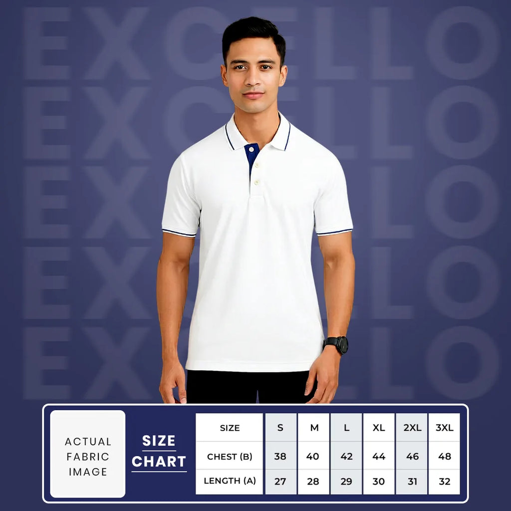 Men’s Premium Polo T-Shirt with Contrast Tipping | 270 GSM | Regular Fit Cotton Pique | Smart Casual & Office Wear