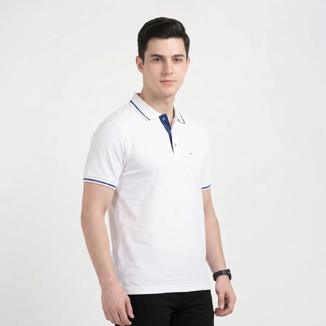 Premium Pure Cotton Regular Fit Tipping Polo Shirt - 270 GSM Bio-Washed