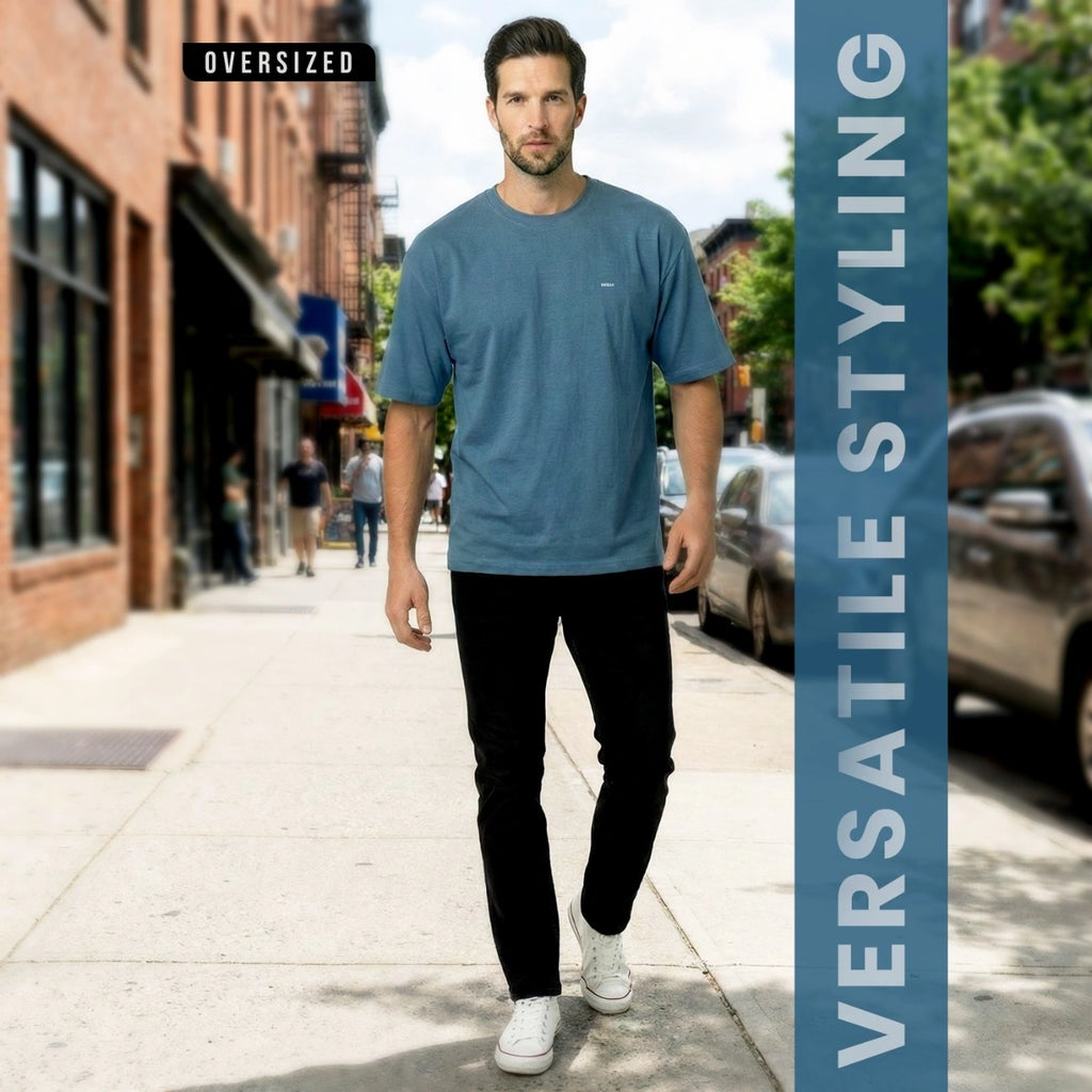 Premium 100% Organic Cotton Men's Oversized T-Shirt – Heavyweight 240 GSM Bio-Washed Relaxed Fit Tee