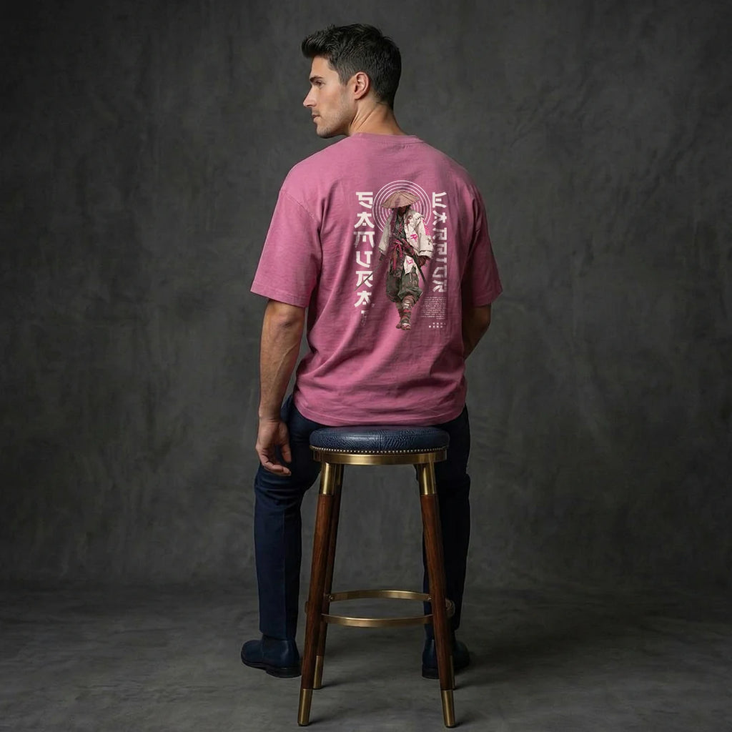 "Samurai Warrior" Graphic Oversized T-Shirt – Onion Pink