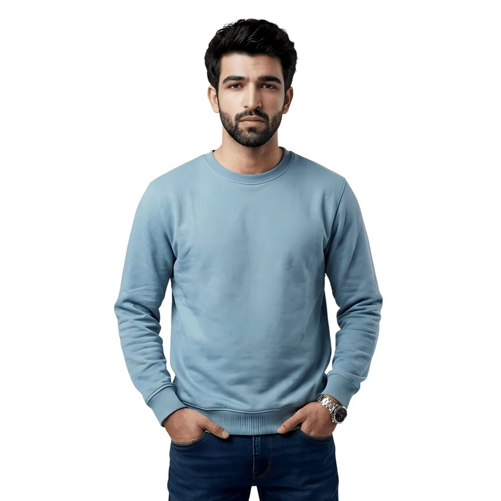 Men’s Premium Solid Crew Neck Sweatshirt | Casual Long Sleeve Pullover for Winter & Fall | Smart Regular Fit