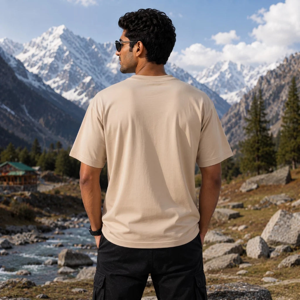 Men's Oversized Graphic T-Shirt - Kargil Indian Air Force Tribute, 240 GSM Pure Cotton, Bio-Washed