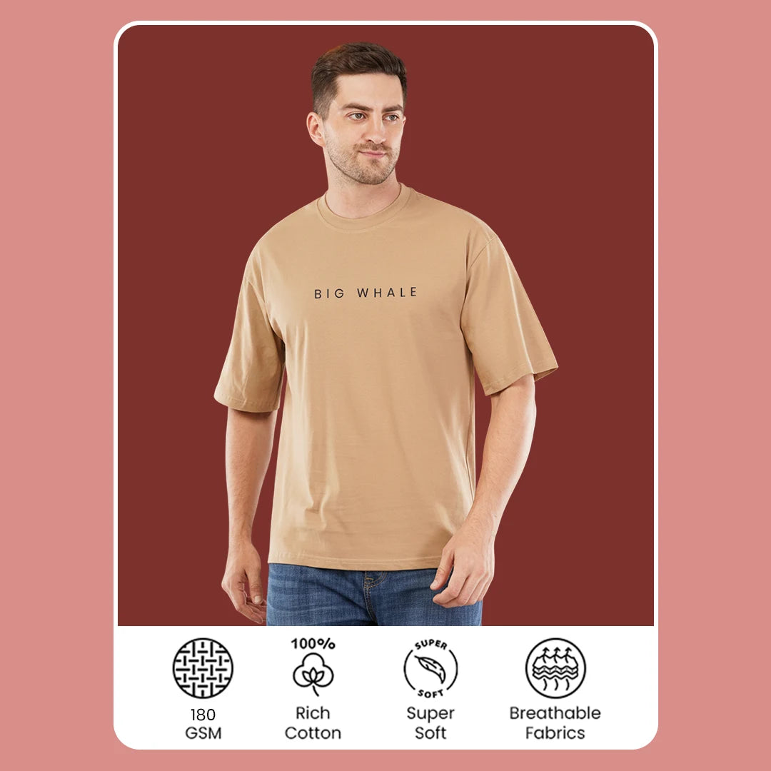 Premium 100% Cotton Oversized Graphic T-Shirt | Relaxed Fit Heavyweight Tee with "Big Whale" Back Print