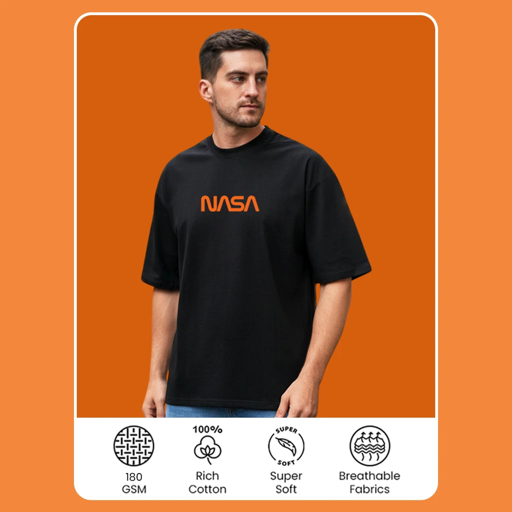 NASA Astronaut Oversized T-Shirt | Men's Black Graphic Back Print Tee