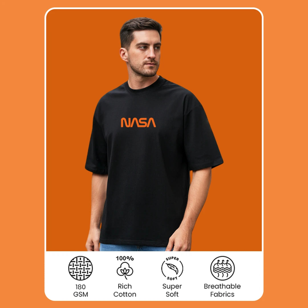 NASA Astronaut Oversized T-Shirt | Men's Black Graphic Back Print Tee
