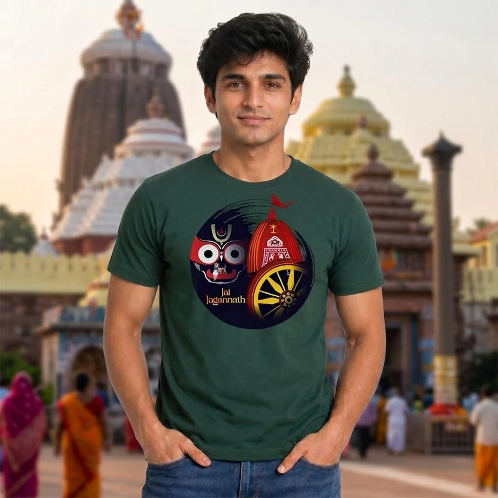 Lord Jagannath Devotional Festival Graphic T-Shirt – 180 GSM Heavyweight Half Sleeve Tee