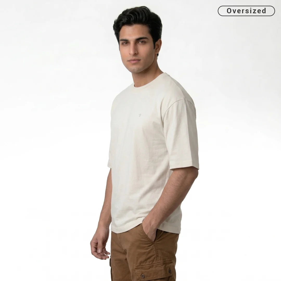 Premium 240 GSM Heavyweight Oversized T-Shirt – 100% Pure Cotton Minimalist Chest Logo Tee