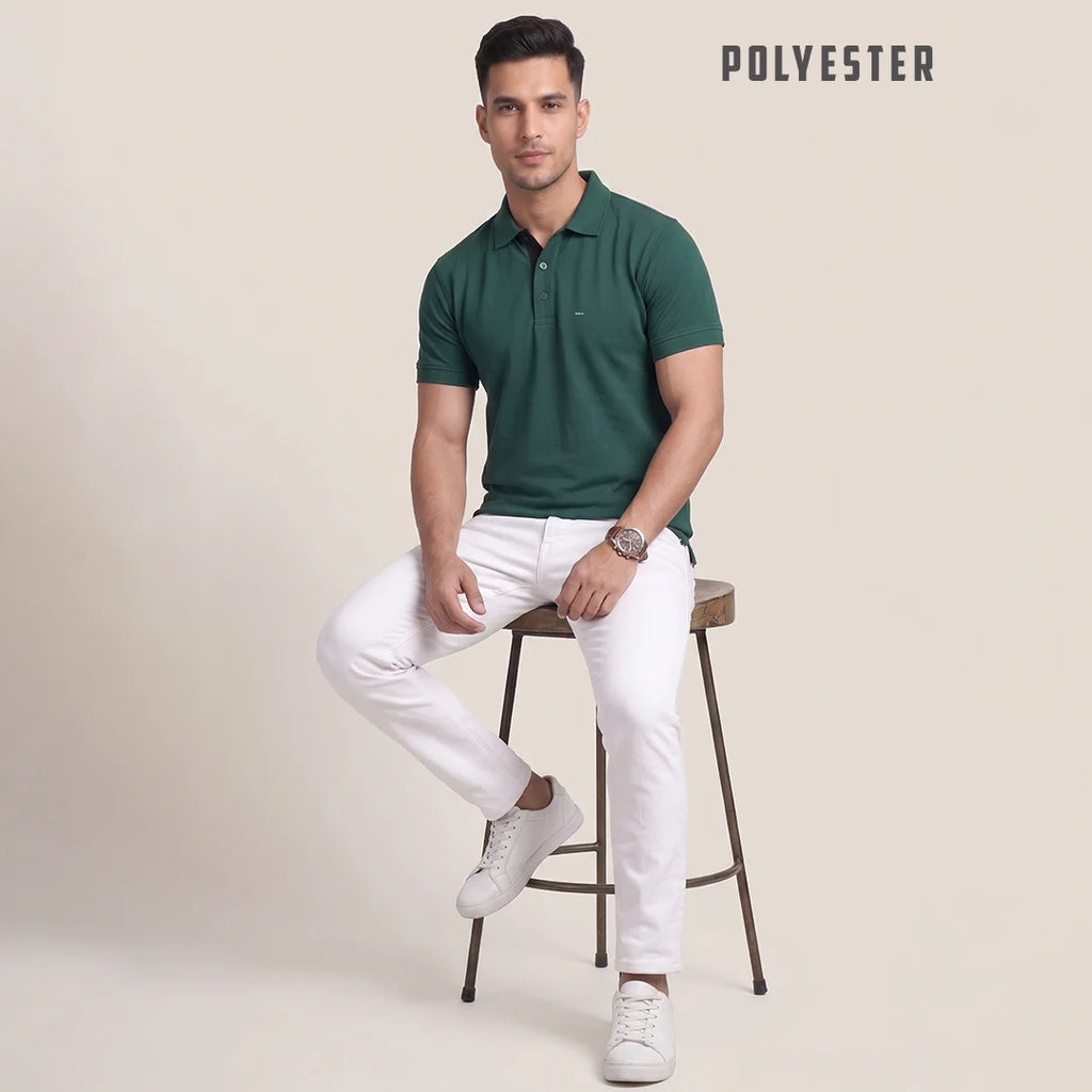 Excello Premium Men's Aeropiq Polo T-Shirt | Wrinkle-Free 100% Nanopoly