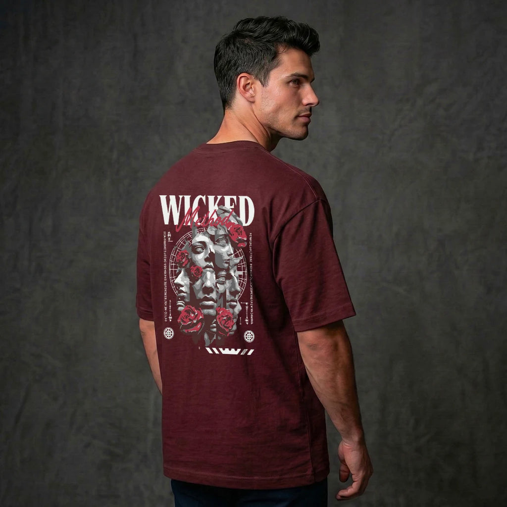"Wicked Method" Graphic Oversized T-Shirt – Wine