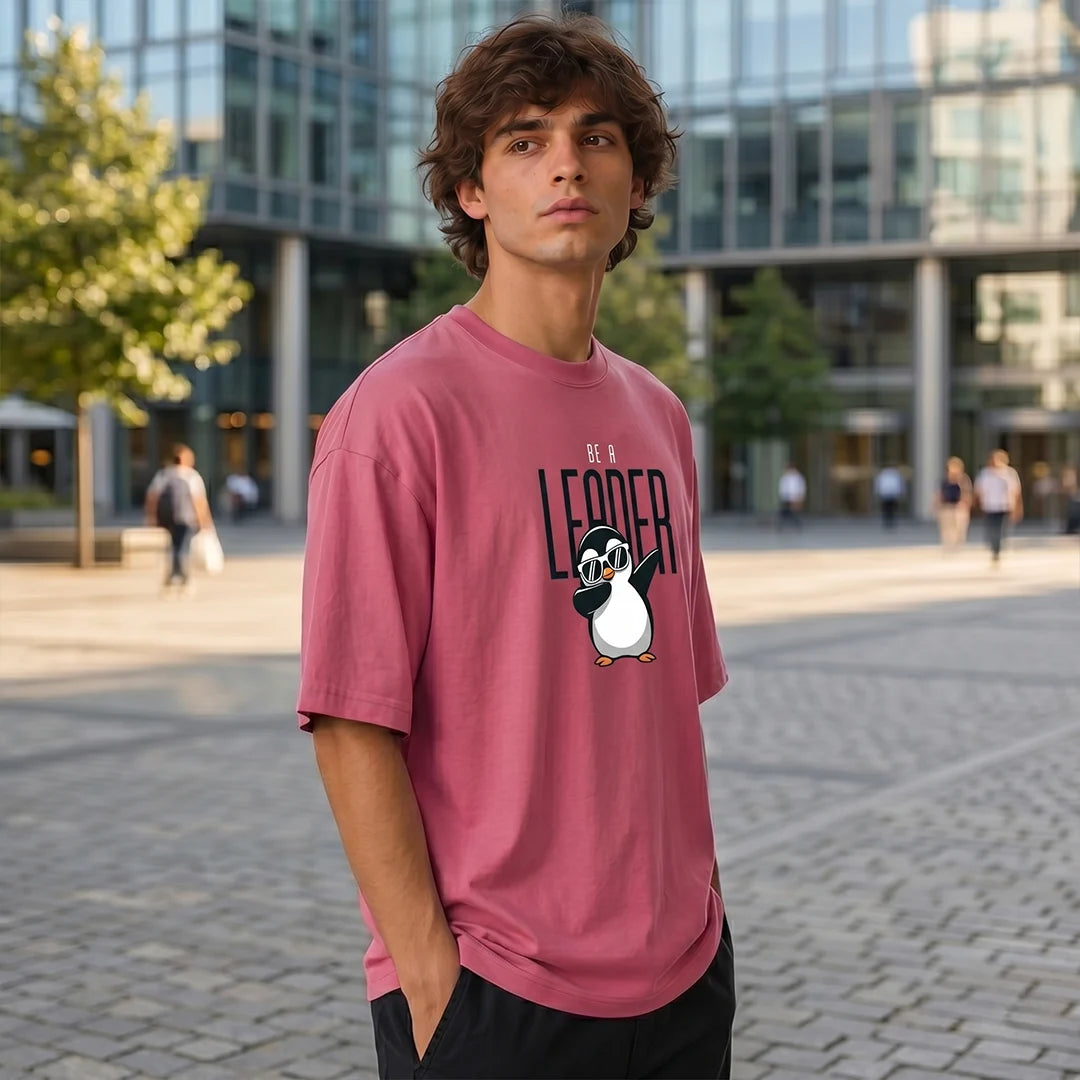 Excello Premium Oversized Graphic T-Shirt | 240 GSM Pure Cotton | Be A Leader