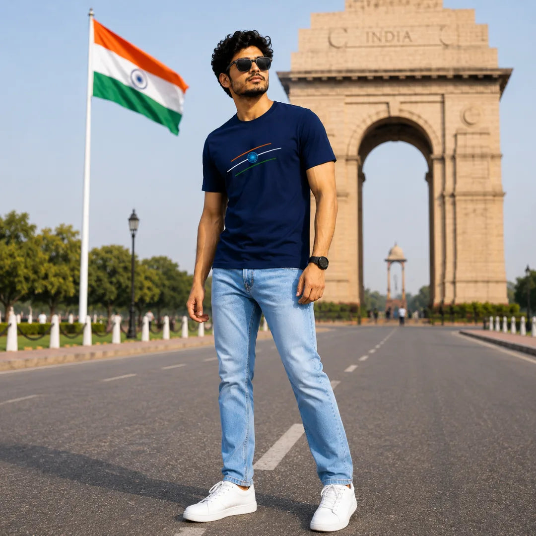Premium Patriotic Theme Pure Cotton T-Shirt | 180 GSM, Bio-Washed Regular Fit Graphic Tee