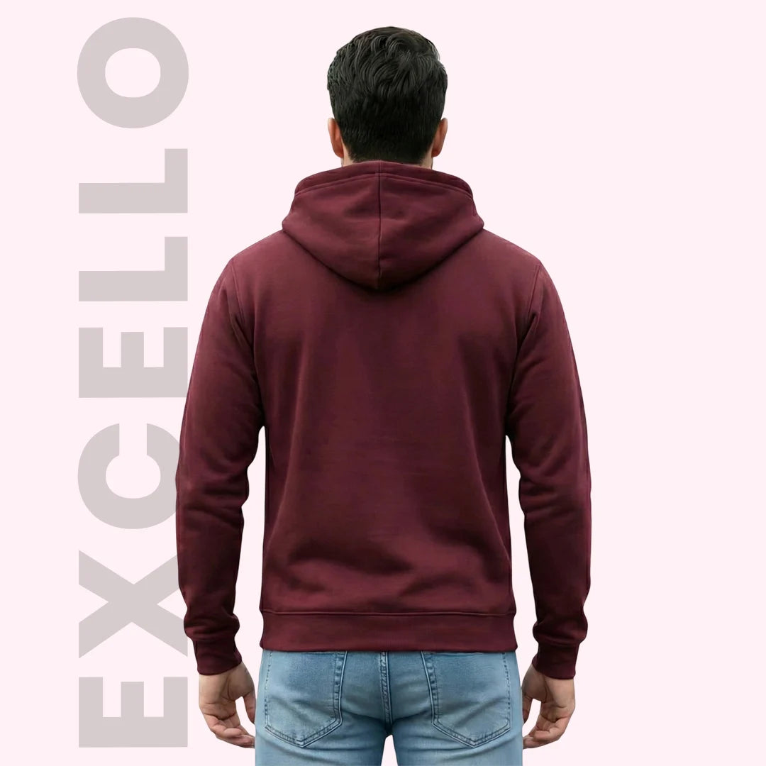 Men's Premium Solid Hoodie | Classic Regular Fit Cotton Blend Pullover Hoodie with Kangaroo Pocket | Essential Casual Winter Streetwear
