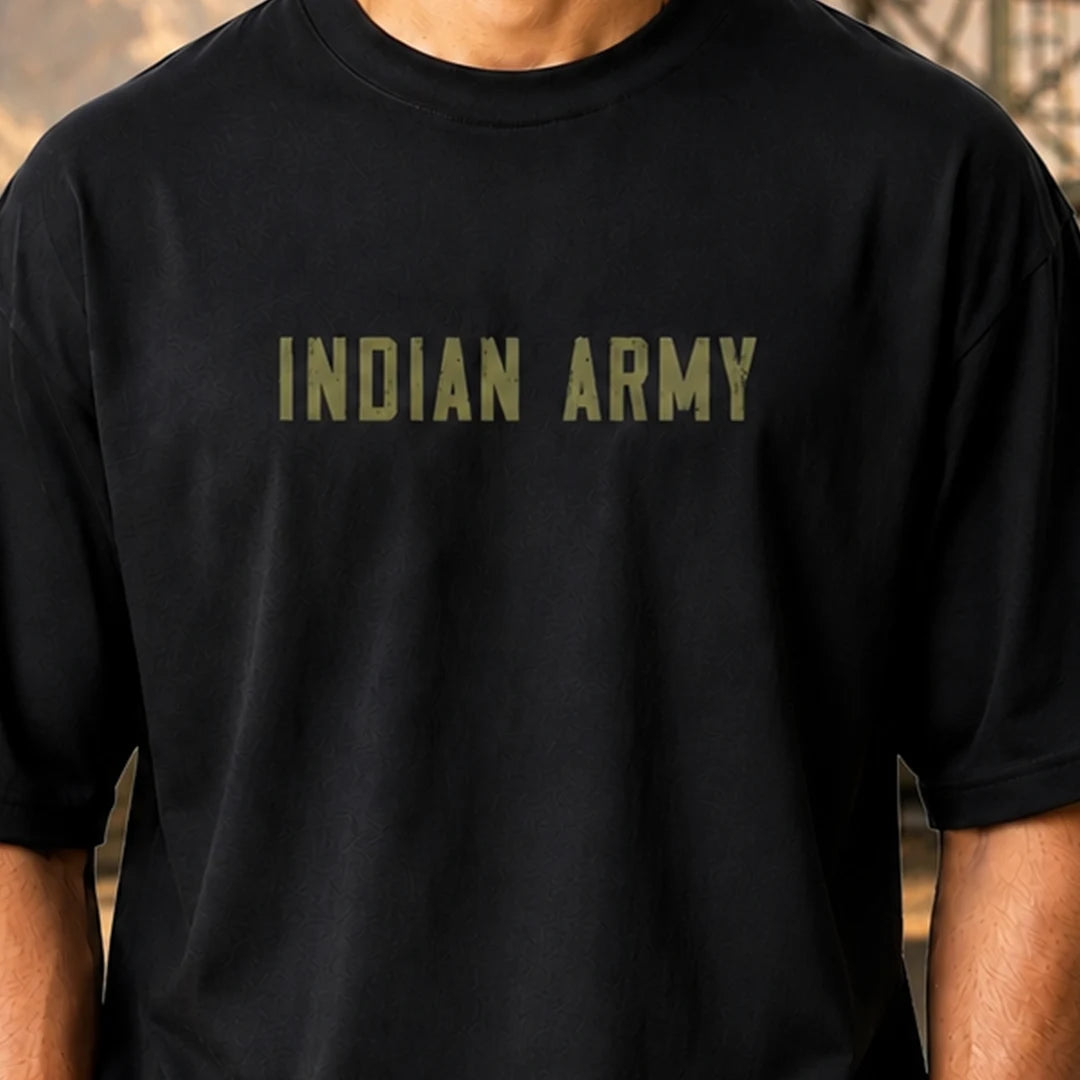 The Veteran's Choice: Indian Army Oversized T-Shirt - 240 GSM Pure Cotton