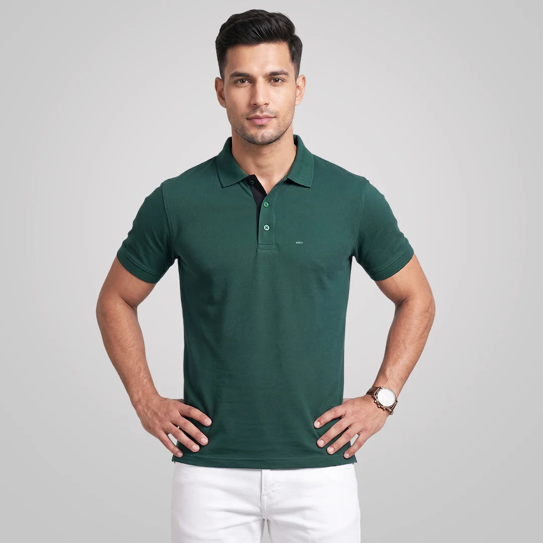 Excello Premium Men's Aeropiq Polo T-Shirt | Wrinkle-Free 100% Nanopoly