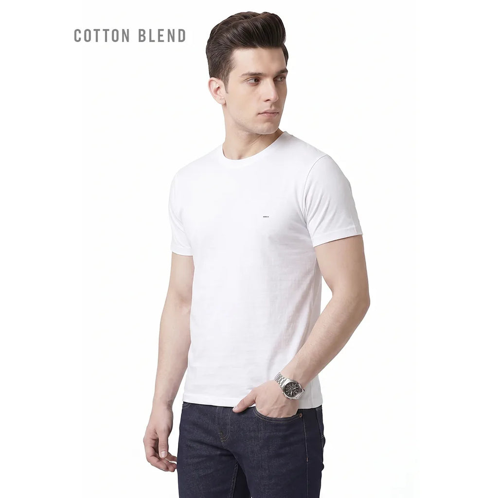 Premium Men's Cotton Blend T-Shirt | 180 GSM Bio-Washed | Excello Embroidered Logo