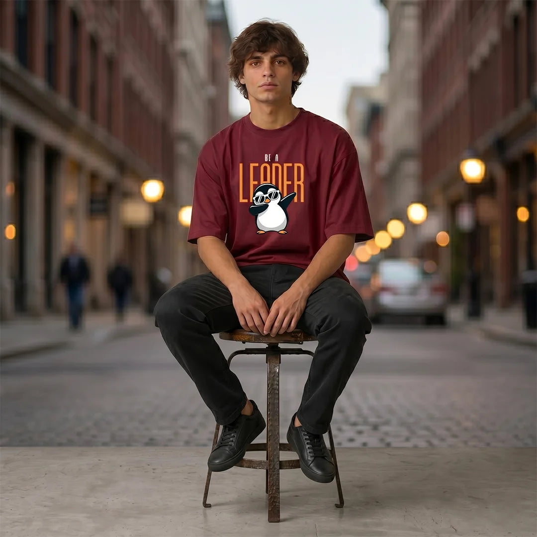 Excello Premium Oversized Graphic T-Shirt | 240 GSM Pure Cotton | Be A Leader
