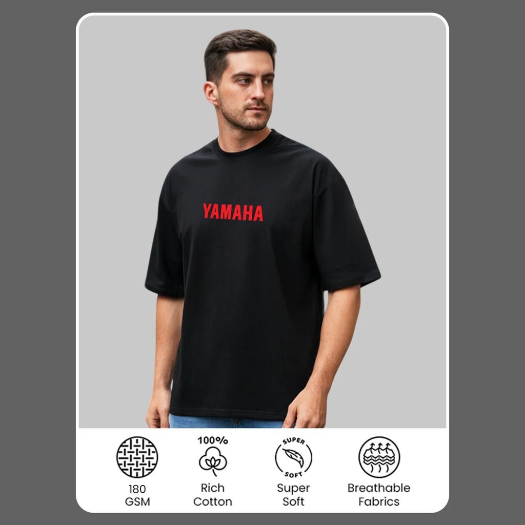 Yamaha YZF R6 Oversized Black T-Shirt for Men - Premium 240 GSM Rich Cotton Biker Graphic Tee