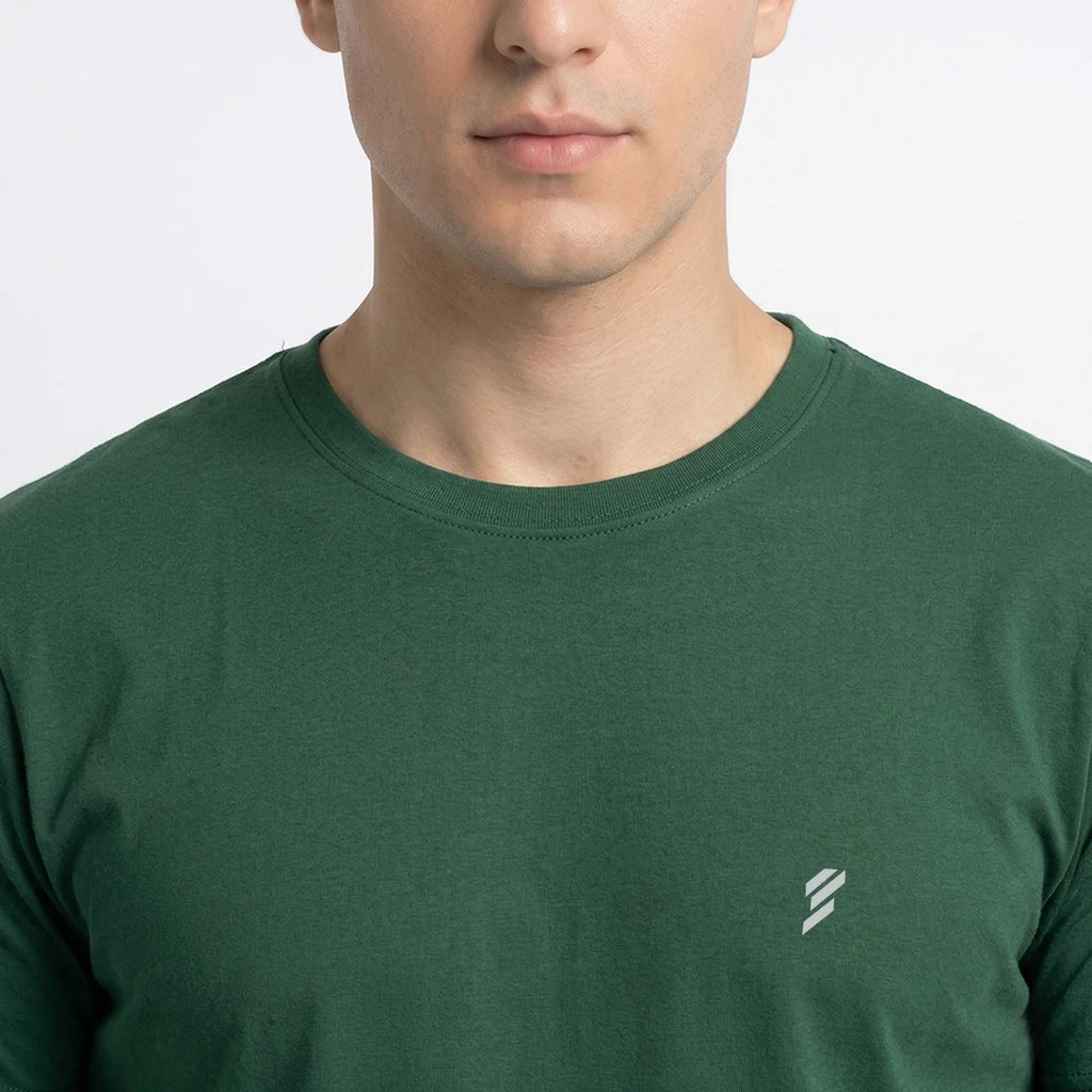 Men's Regular Fit Crew Neck T-Shirt, 100% Pure Cotton, 180 GSM, Breathable Everyday Wear