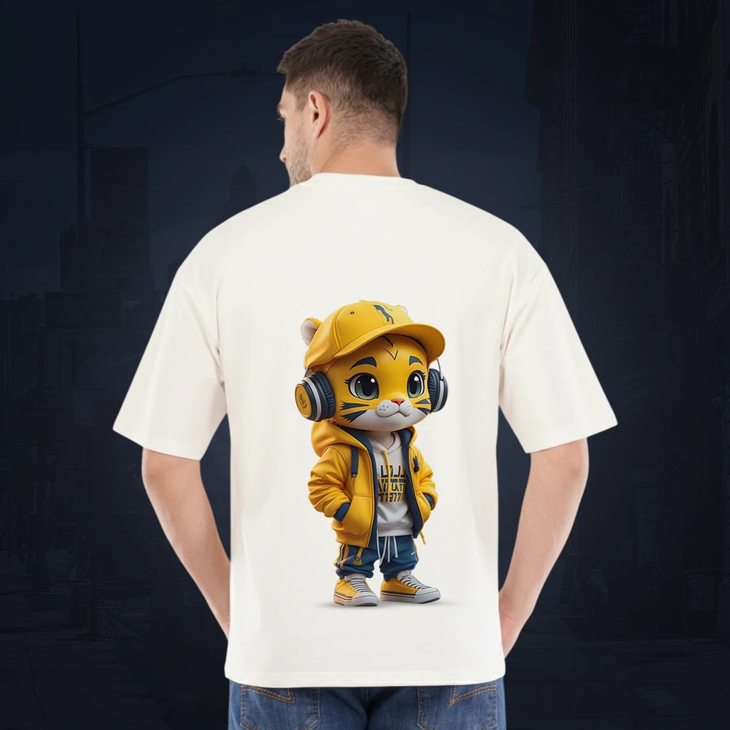 Premium "Be Cool" Tiger Graphic Oversized T-Shirt – 100% Rich Cotton, 220 GSM Heavyweight Streetwear Tee