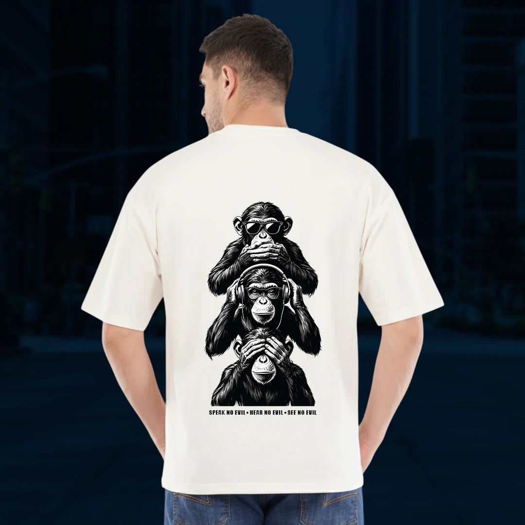 Men's Premium 220 GSM Oversized Cotton T-Shirt - "Keep Silent" Graphic Print Tee