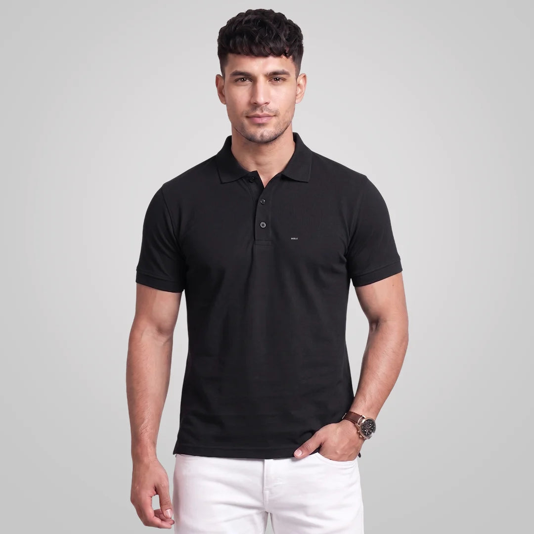 Excello Premium Men's Aeropiq Polo T-Shirt | Wrinkle-Free 100% Nanopoly