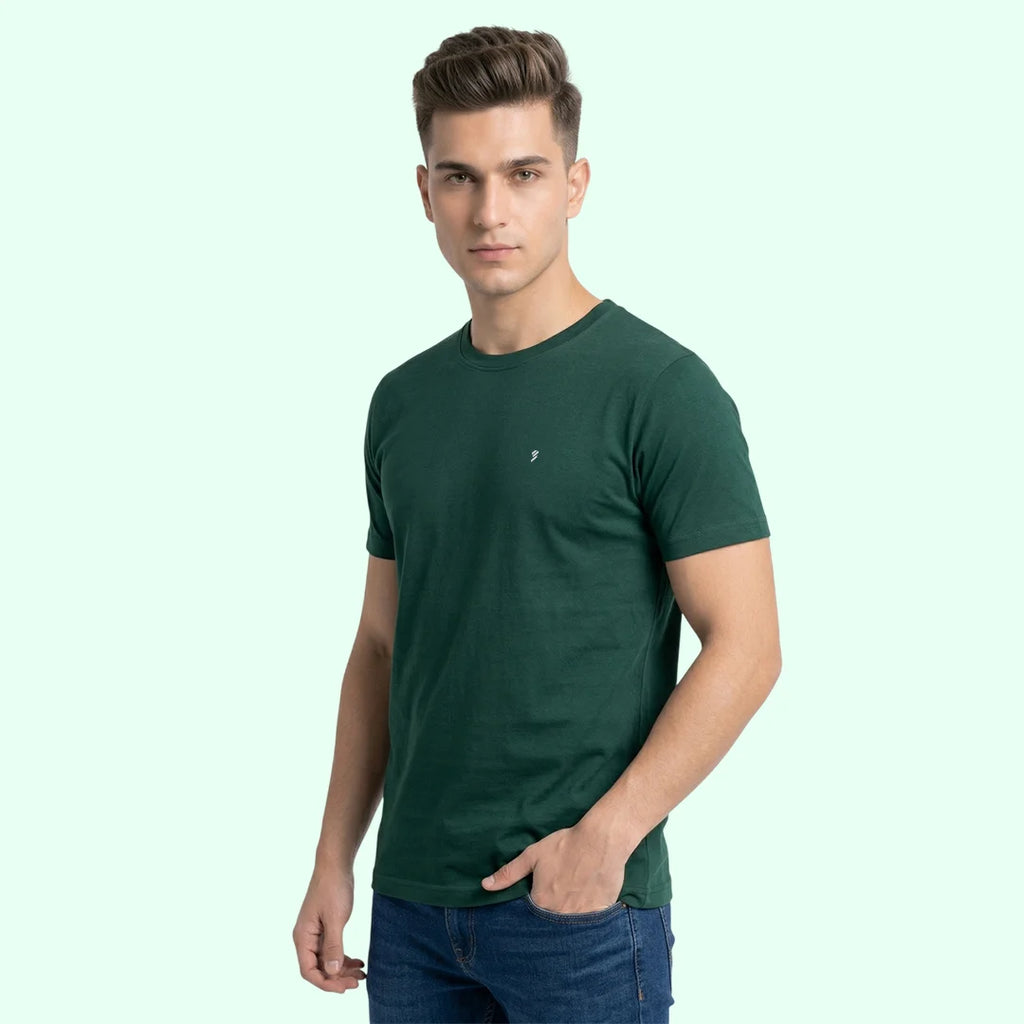 Men's Regular Fit Crew Neck T-Shirt, 100% Pure Cotton, 180 GSM, Breathable Everyday Wear