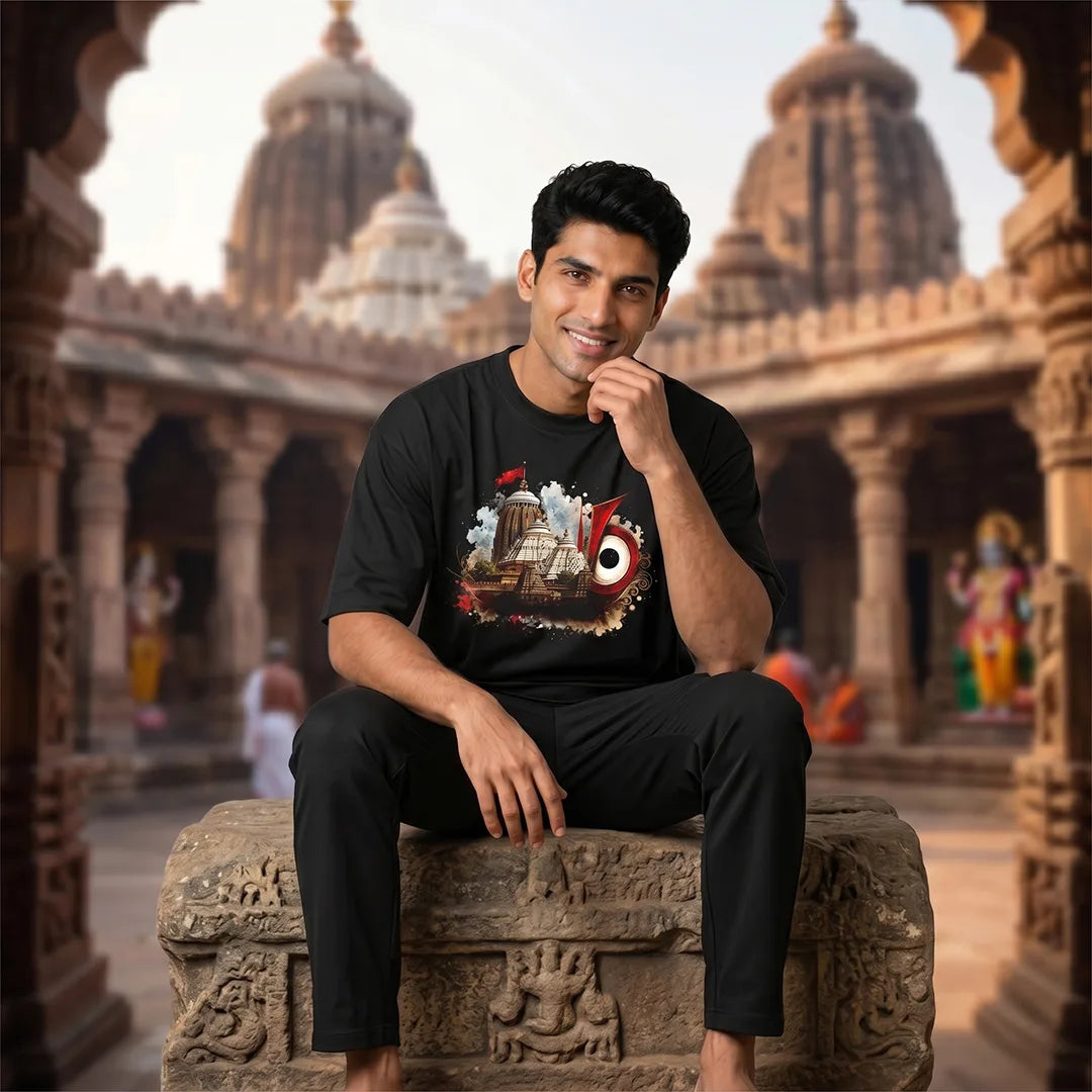 Premium Puri Jagannath Temple Graphic Oversized T-Shirt - 240 GSM Pure Cotton