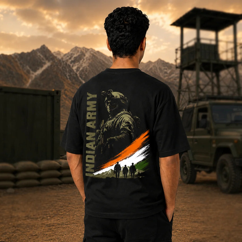 The Veteran's Choice: Indian Army Oversized T-Shirt - 240 GSM Pure Cotton