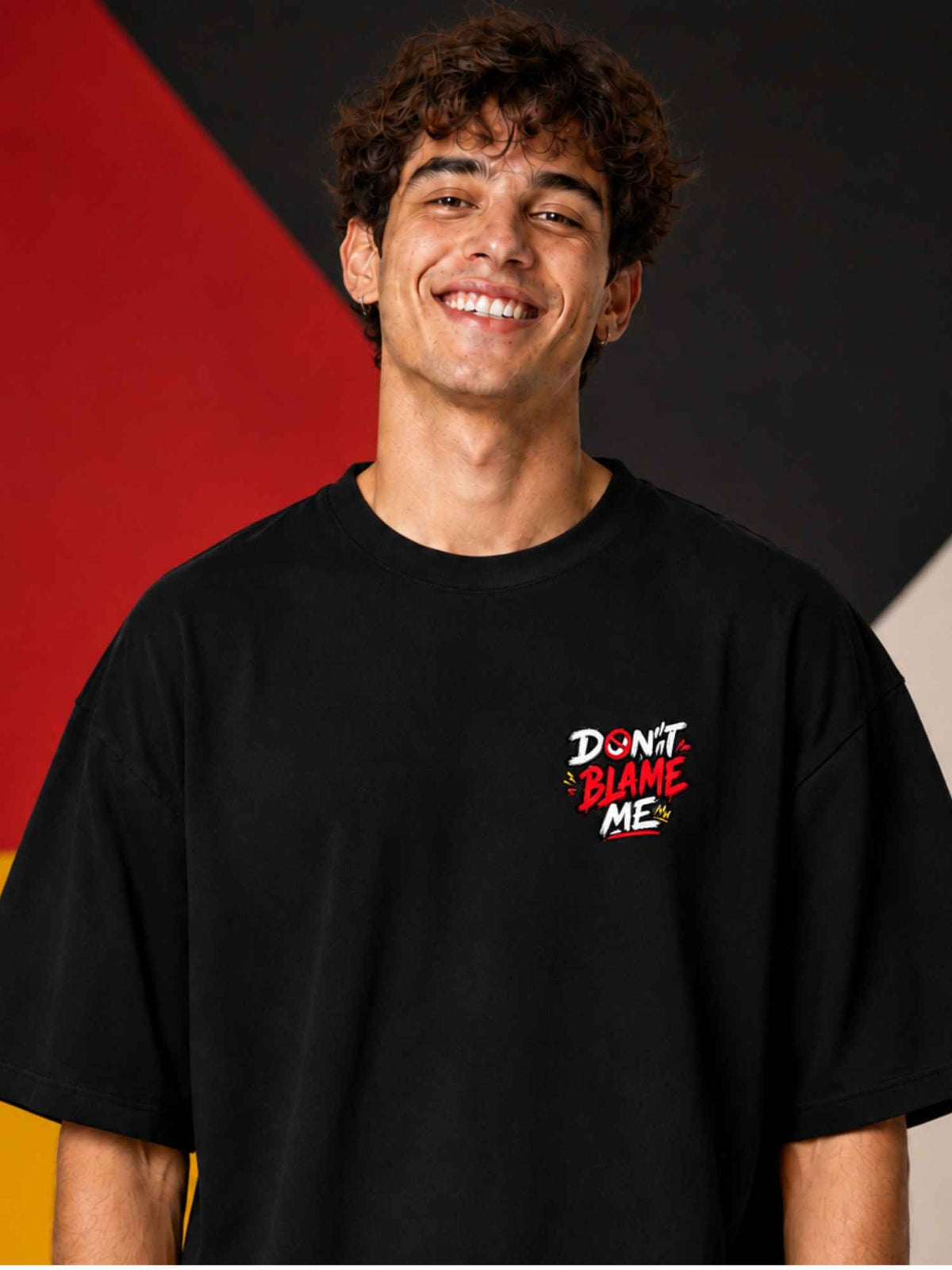 Excello Men's 'Don't Dare To Blame Me' Graphic Oversized T-Shirt | Black