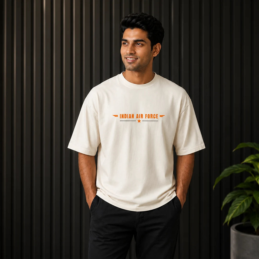 Men's Oversized Graphic T-Shirt - Operation Safed Sagar IAF Tribute, 240 GSM Pure Cotton, Bio-Washed