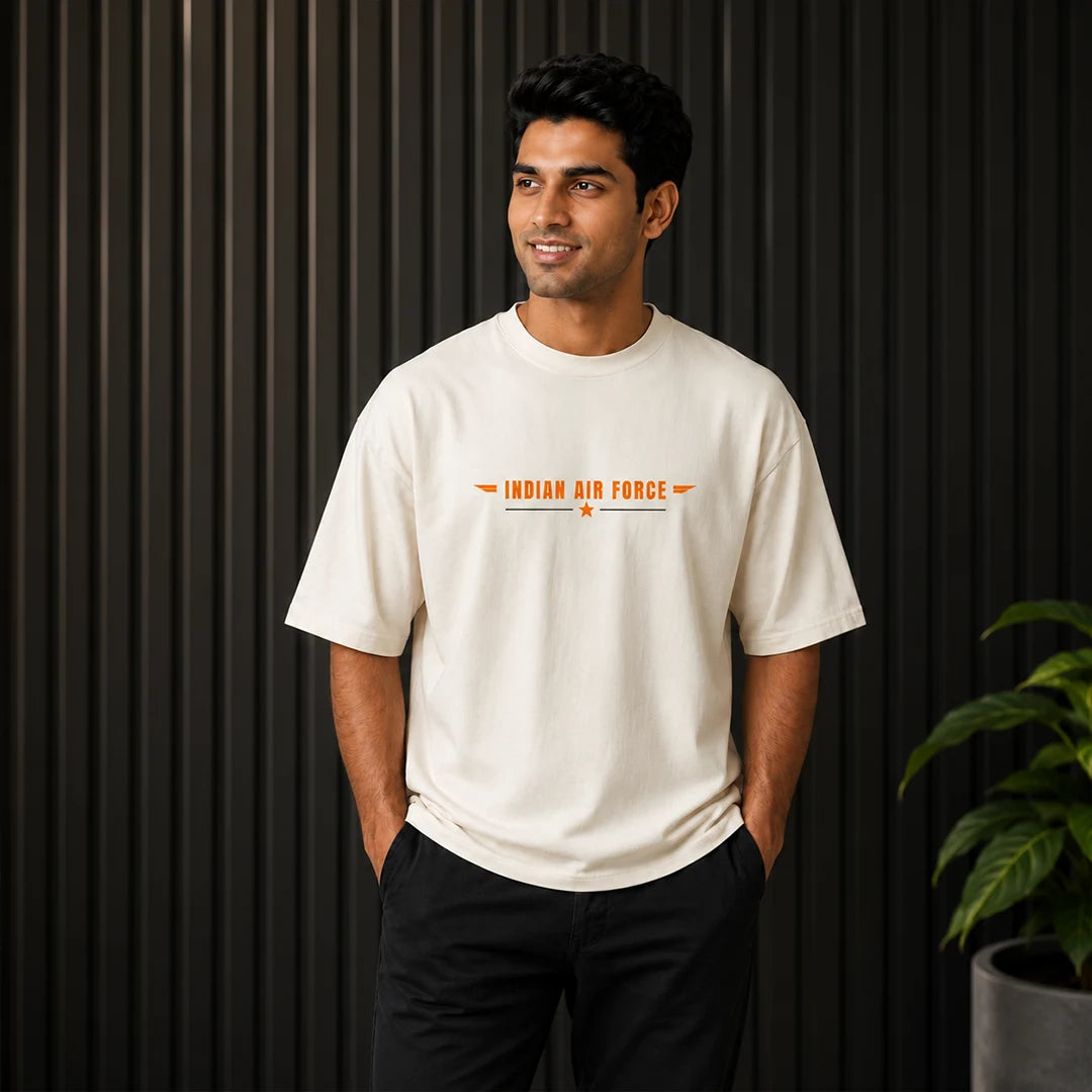 Men's Oversized Graphic T-Shirt - Operation Safed Sagar IAF Tribute, 240 GSM Pure Cotton, Bio-Washed