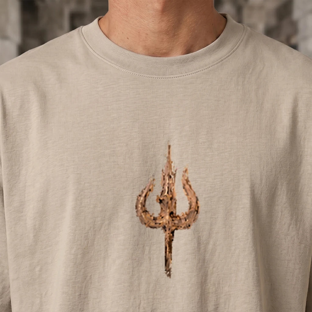 Premium Drop Shoulder T-Shirt | Shiva & Parvati Divine Print | 240 GSM Heavyweight