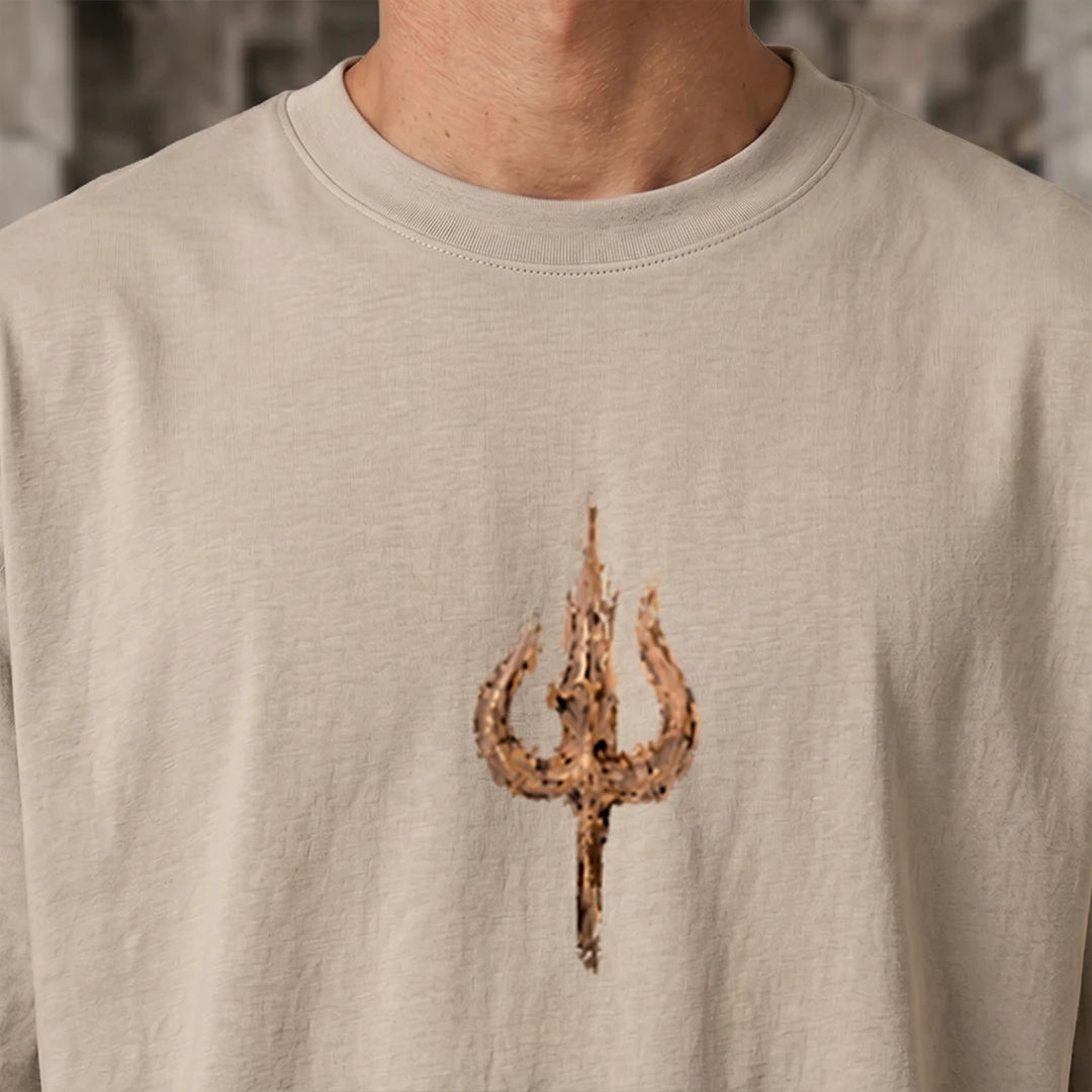 Premium Drop Shoulder T-Shirt | Shiva & Parvati Divine Print | 240 GSM Heavyweight