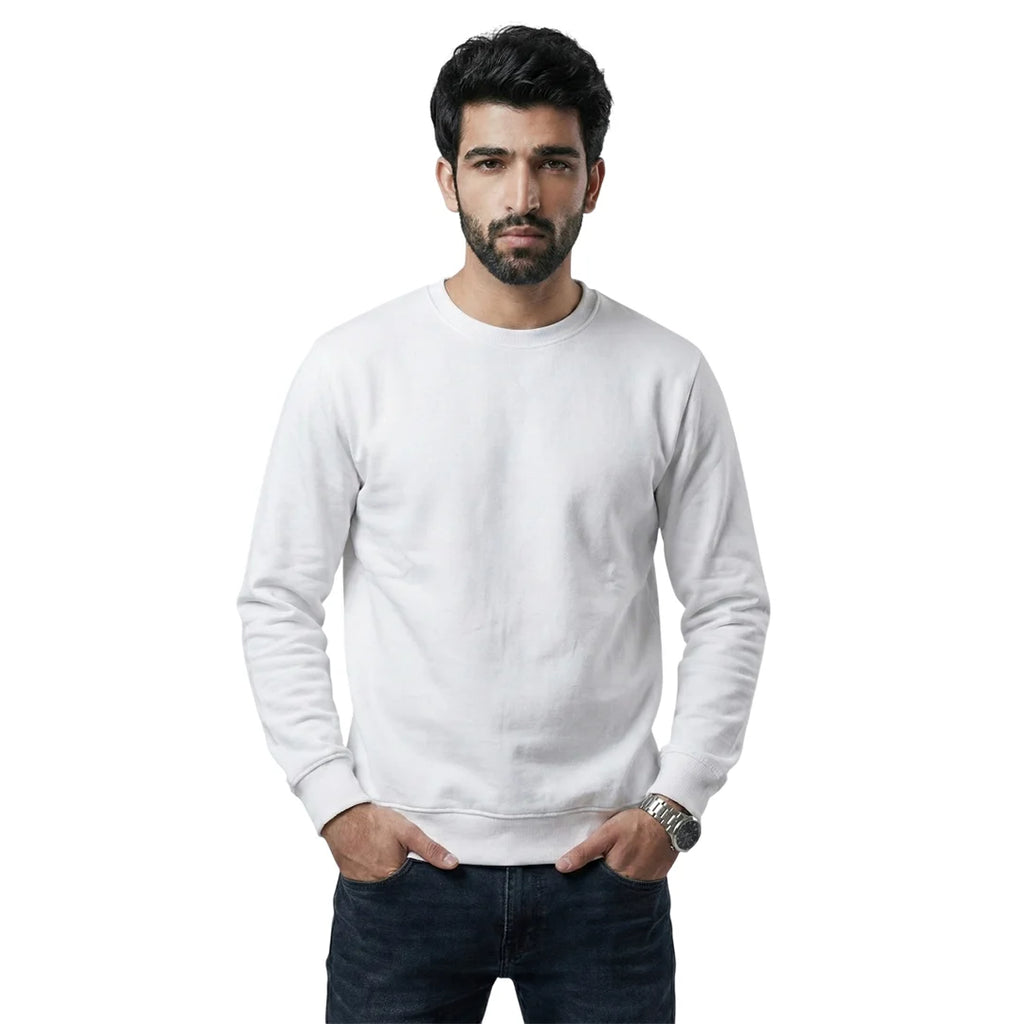 Men’s Premium Solid Crew Neck Sweatshirt | Casual Long Sleeve Pullover for Winter & Fall | Smart Regular Fit