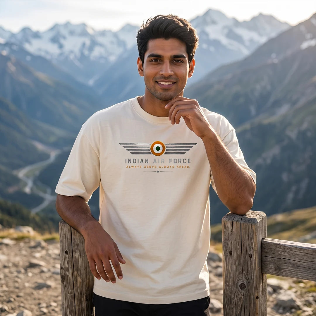 Men's India Air Force Eagle Graphic T-Shirt - 240 GSM Oversized