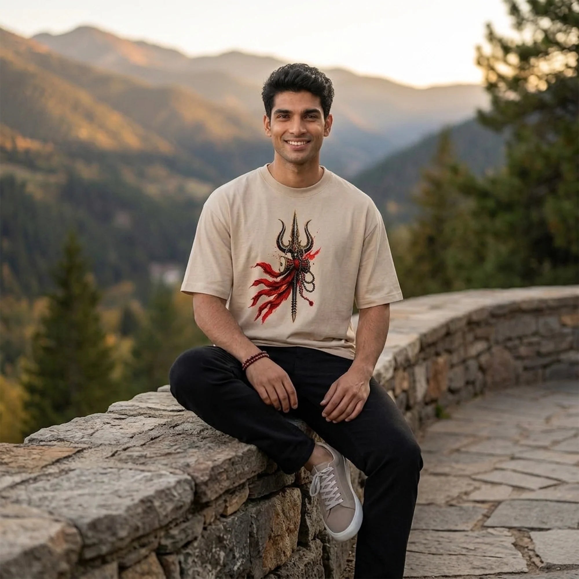 Mahakal Lord Shiva Printed Oversized T-Shirt for Men | Premium 240 GSM Heavyweight Cotton Graphic Streetwear Tee
