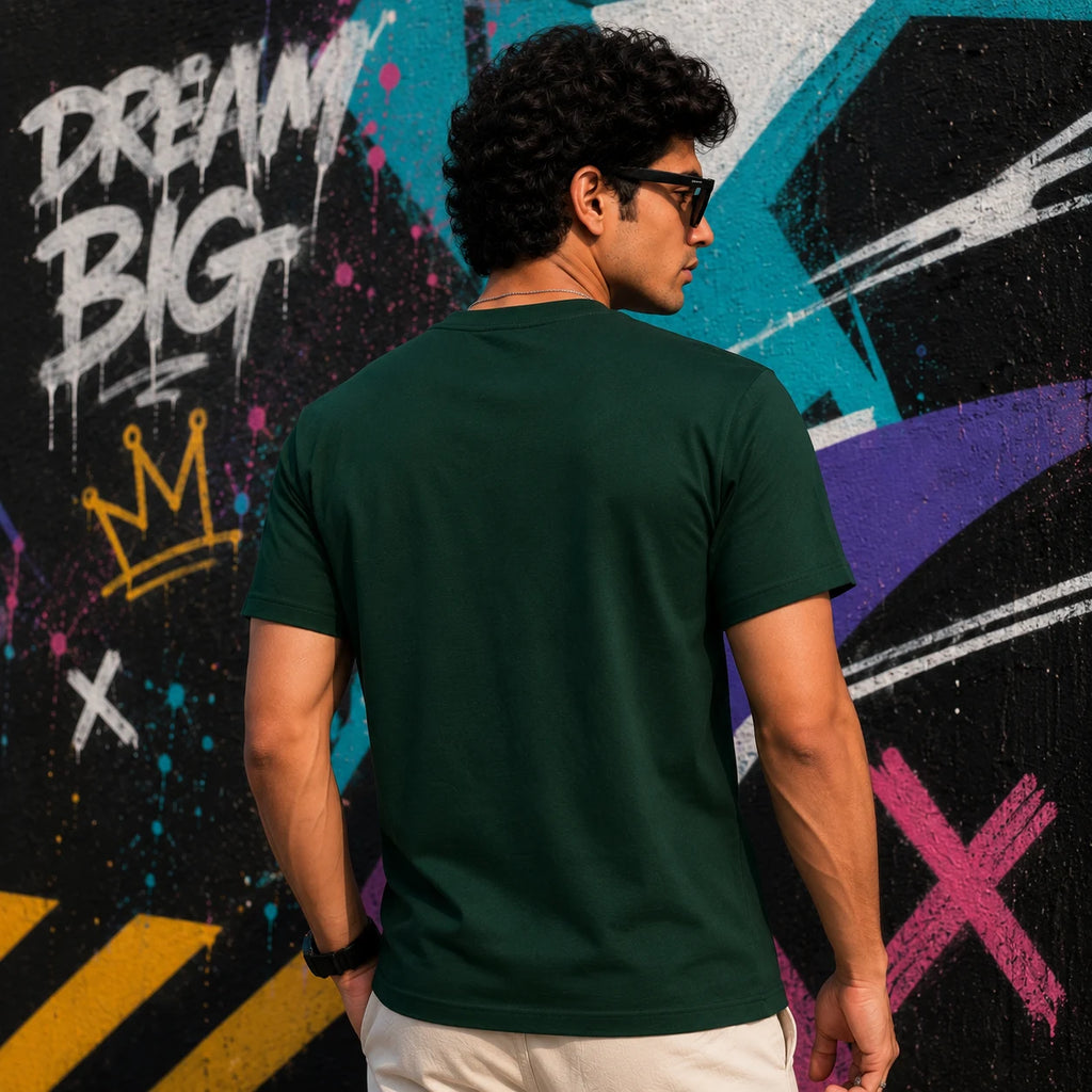 EXCELLO Men’s Plain Cotton T-Shirt (Regular Fit, Round Neck)