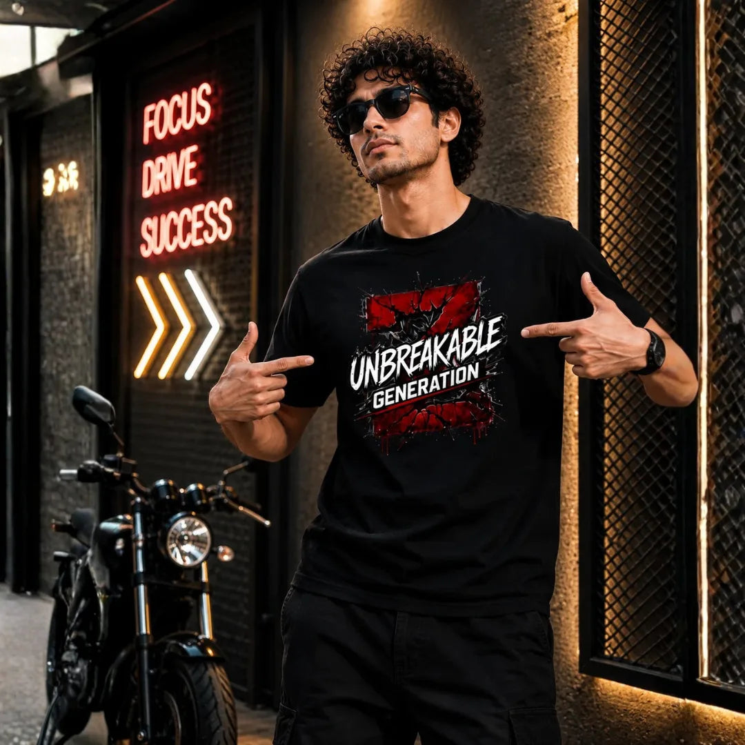 Excello Men's 'Unbreakable Generation Z' Graphic Printed T-Shirt | 180 GSM Pure Cotton Regular Fit