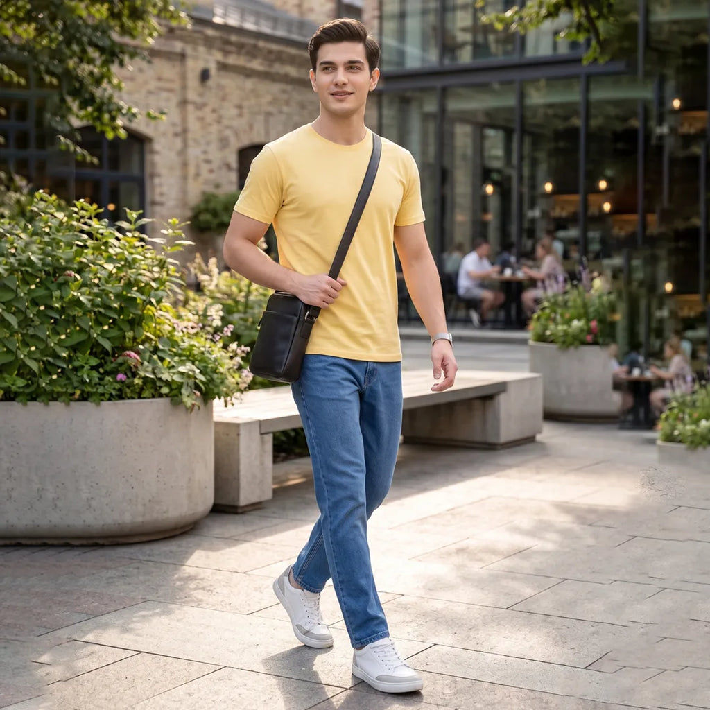 Premium Men’s Round Neck Pure Cotton T-Shirt Combo – 180 GSM Biowashed Regular Fit Half Sleeve Tees (Pack of 3)
